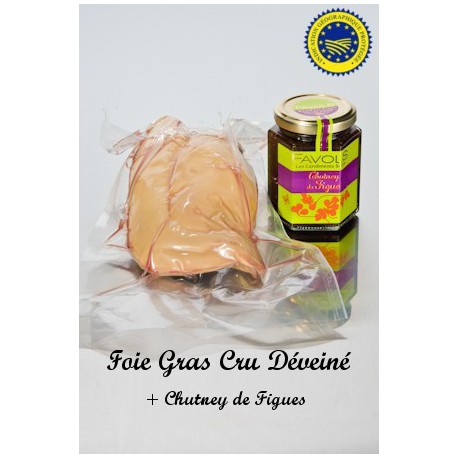Foie Gras Cru Déveiné et Chutney de Figues 220g Foie Gras Cru Déveiné et Chutney de Figues 220g