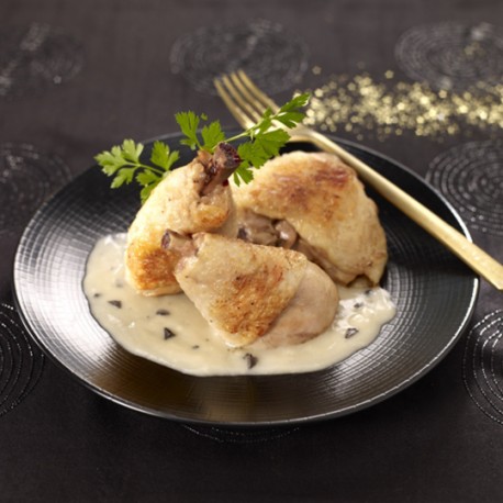 MIJOTÉ DE POULET ET SA SAUCE FINE AU FOIE GRAS ET MORILLES 350G