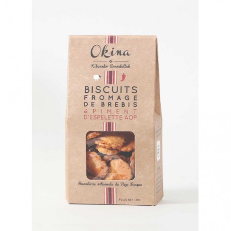 BISCUITS SALÉS AU FROMAGE DE BREBIS ET PIMENT D'ESPELETTE SACHET 50 G