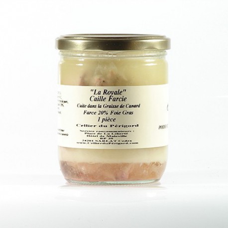 Caille confite farce royale au foie gras, 350g