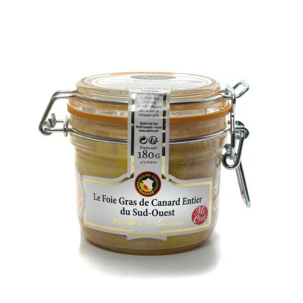 Foie Gras de Canard Entier du Sud-Ouest Mi- cuit 180g Valette - Valette -  Fleuron du Terroir