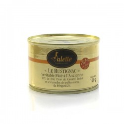 Le rustignac véritable pâté à l'ancienne foie gras de canard entier lamelles de truffe noire entière 160g Valette
