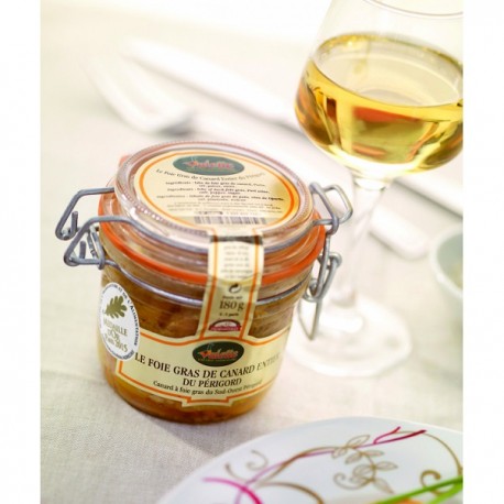 Le foie gras de canard entier du Périgord poché dans sa graisse cuisiné à l'ancienne 180g Valette